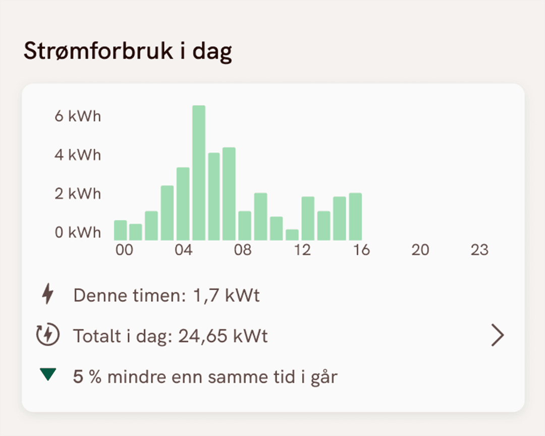 Strømforbruket time for time